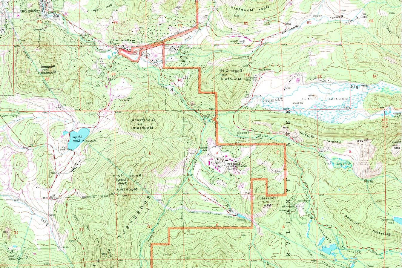 USGS quadrant map from near Rocky Mountain National Park